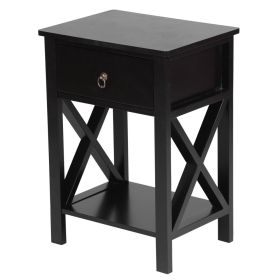 Black, MDF Painted, 40x30x55cm, Bedside Table