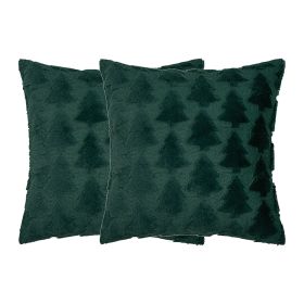 2pcs Xmas Tree Throw Pillow Covers Dark Green Decorative Soft Pillowcases for Couch Sofa Bed Kids Room 17.72x17.72in