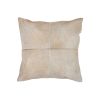 18" Light Brown Geometric Cowhide Throw Pillow