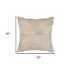 18" Light Brown Geometric Cowhide Throw Pillow