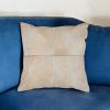 18" Light Brown Geometric Cowhide Throw Pillow