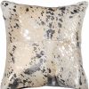 18" Silver And Gray Cowhide Throw Pillow