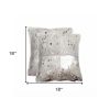 Set of Two Silver and Gray Cowhide Throw Pillow
