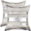 Set of Two 18" Silver And Gray Cowhide Throw Pillows
