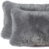 12" X 20" X 5" Gray Sheepskin  Pillow 2 Pack