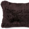 Rectangular Soft Chocolate Natural Sheepskin Fur Lumbar Pillow