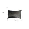 12 X 20 Gray And White Cowhide Throw Pillow