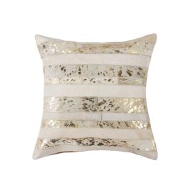 18" Beige Cowhide Throw Pillow