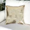 18" Beige And Gold Cowhide Throw Pillow
