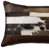 12" X 20" Brown Black And White Cowhide Throw Pillow