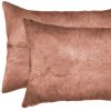 Set of Two 12" X 20" Brown Cowhide Throw Pillow