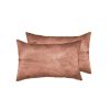 Set of Two 12" X 20" Brown Cowhide Throw Pillow