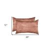Set of Two 12" X 20" Brown Cowhide Throw Pillow