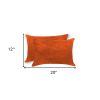12" X 20" X 5" Orange Cowhide  Pillow 2 Pack