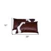 12" X 20" X 5" Chocolate And White Cowhide  Pillow 2 Pack