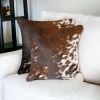 Set of Two 18" Brown and White Cowhide Throw Pillow