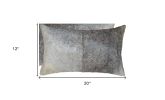 Set of Two 12" X 20" Gray and White Cowhide Throw Pillow