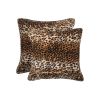 Set of Two 18" Black and Orange Faux Fur Throw Pillow