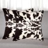 Set of Two 18" Brown And White Faux Fur Throw Pillows
