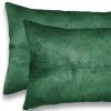 Set of Two 12" X 20" Green Cowhide Throw Pillow