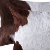 Set of Two 12" X 20" Brown and White Genuine Cowhide Throw Pillows