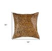 18" X 18" Orange and Black Animal Print Cowhide Zippered Pillow