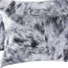 Set of Two 12" X 20" Black and White Cowhide Throw Pillow