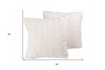 Set of Two Off-White Faux Fur Throw Pillow