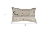 12" X 20" Natural And Gold Cowhide Throw Pillow