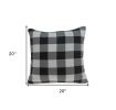 20" Gray Plaid Cotton Throw Pillow