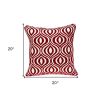 20" X 7" X 20" Transitional Red And White Pillow Cover With Poly Insert