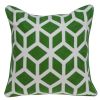 20" Green and White Throw Pillow