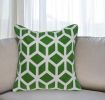 20" Green and White Throw Pillow