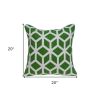 20" Green and White Throw Pillow