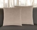 Set of Two 18" Taupe Mosaic Velvet Throw Pillows