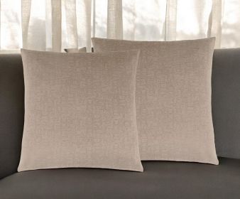 Set of Two 18" Taupe Mosaic Velvet Throw Pillows