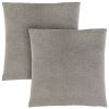 Set of Two 18" Gray Velvet Throw Pillows