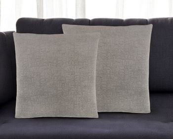 Set of Two 18" Gray Velvet Throw Pillows