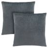 Set of Two 18" Dark Gray Velvet Throw Pillows