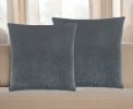 Set of Two 18" Dark Gray Velvet Throw Pillows