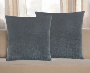 Set of Two 18" Dark Gray Velvet Throw Pillows