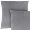 Set of Two 18" Silver Velvet Throw Pillows
