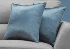 Set of Two 18" Blue Satin Throw Pillows