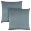 Set of Two 18" Blue Satin Throw Pillows
