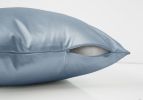 Set of Two 18" Blue Satin Throw Pillows