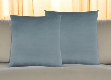 Set of Two 18" Blue Satin Throw Pillows