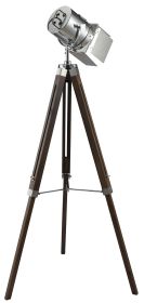 1" X 1" X 38~55" Antique Oak Chrome Metal Wood Floor Lamp