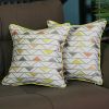 Set of Two Gray and Yellow Geometric Poly Cotton Blend Throw Pillow Cover