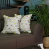 Set of Two Gray and Yellow Geometric Poly Cotton Blend Throw Pillow Cover