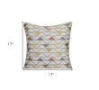 Set of Two Gray and Yellow Geometric Poly Cotton Blend Throw Pillow Cover